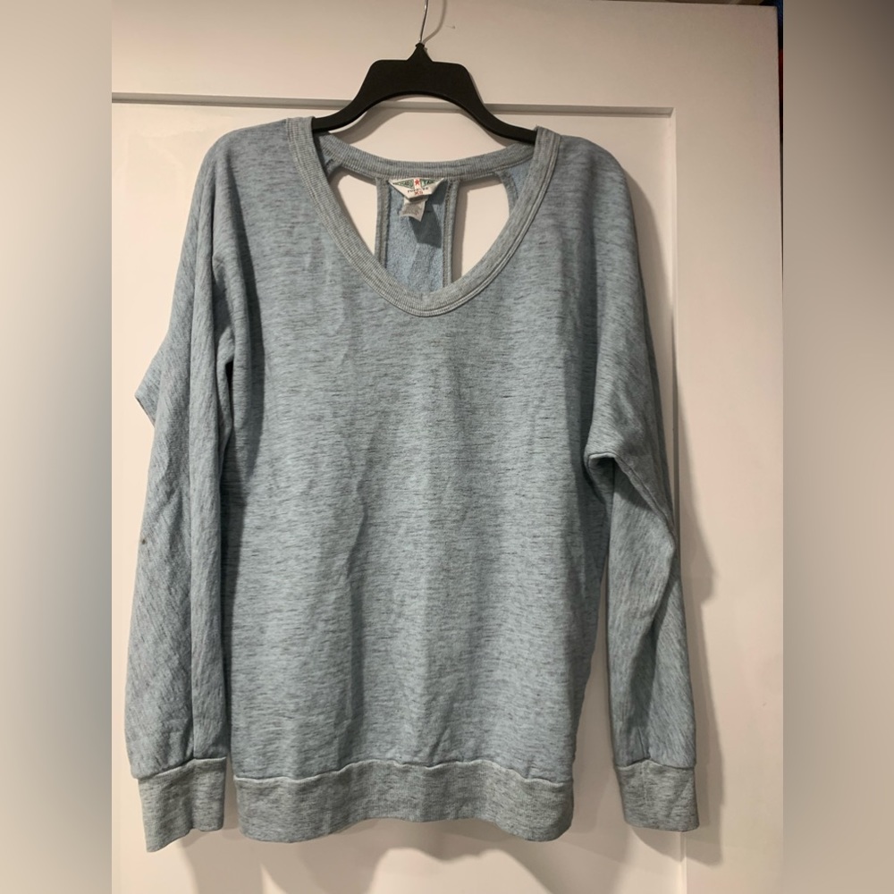 HardTail Forever Sweater XS Blue Cotton Blend Sporty  Athleisure Yoga‎ open back